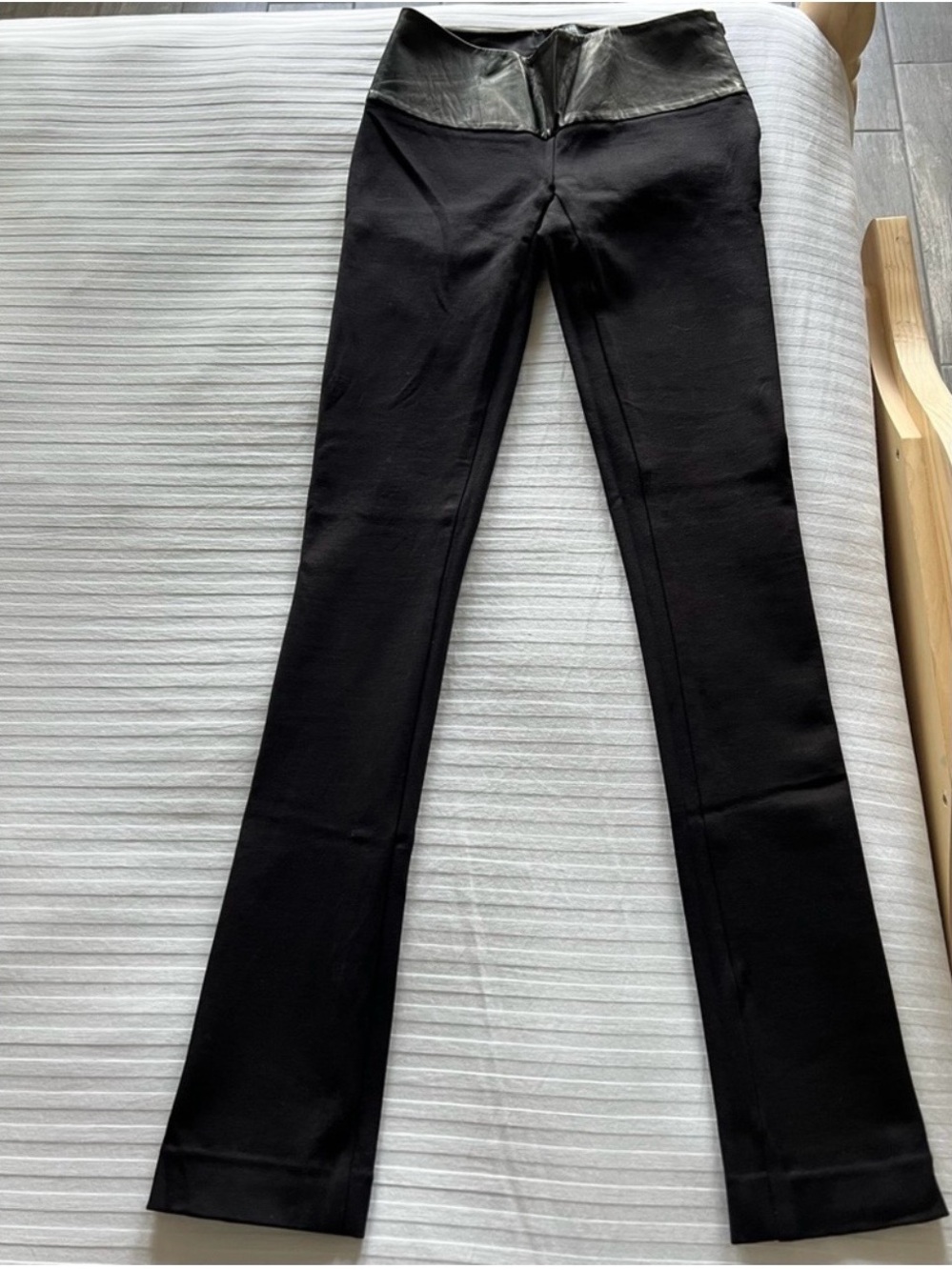Marciano Black Flared Pants with Genuine Leather Waistband
